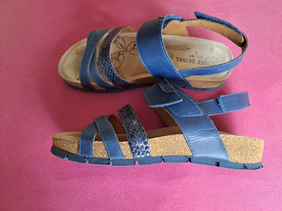 Josef Seibel Sandalen Damen Schuhe Leder blau  Gr. 41 *2 x Klett