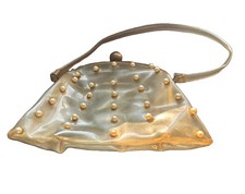 Vintage 1950's Clear Vinyl Clutch Purse Handbag with Pearls