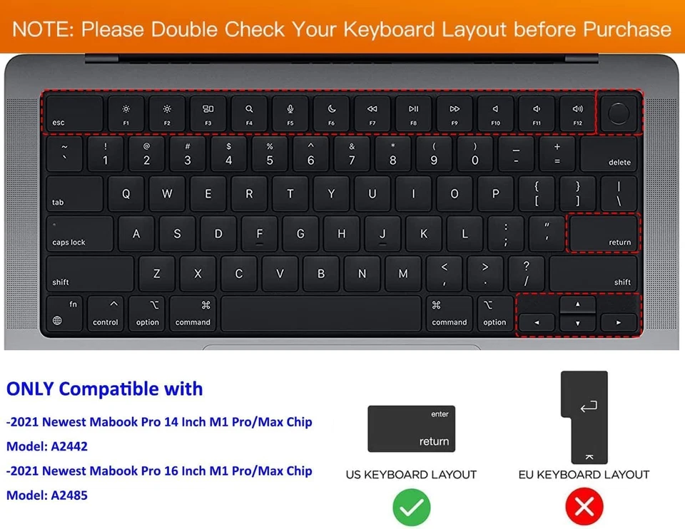 Cubierta de teclado de acceso directo Macbook para Macbook Pro 14" 16" M4/M3/M2/M1 A3112 A3185 Foto 2 de 4