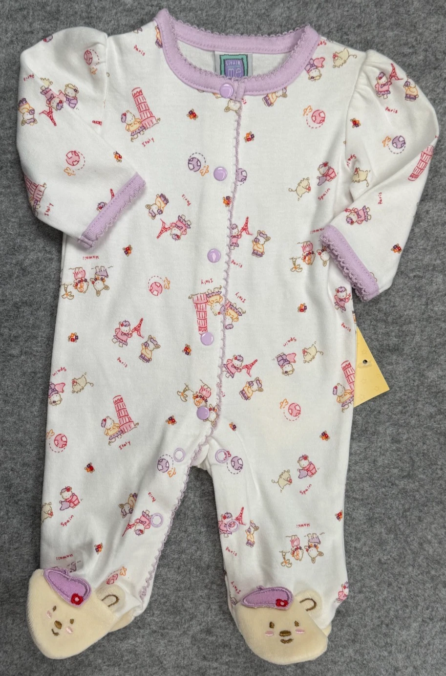 Baby Girl Clothes New Little Me Preemie Paris Bear Footed Outfit