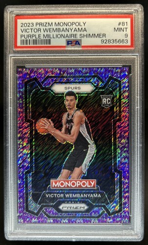 2023-24 Prizm Monopoly Victor Wembanyama Purple Millionaire Shimmer RC /50 PSA 9