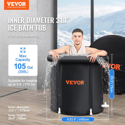 Cold Water Therapy Plunge Tub for Athletes, Portable Outdoor Ice Barrel