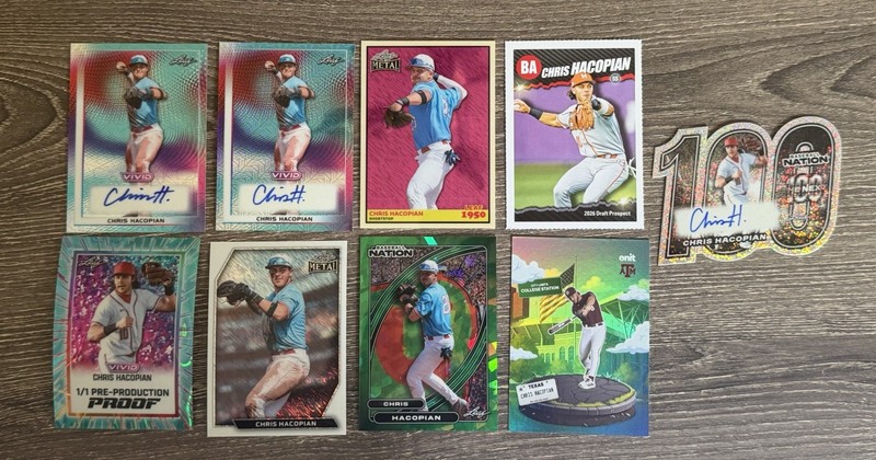 Chris Hacopian - Autograph Nine Card Lot - Auto , 1/1 Proof , 2026 Nats 1st Pick
