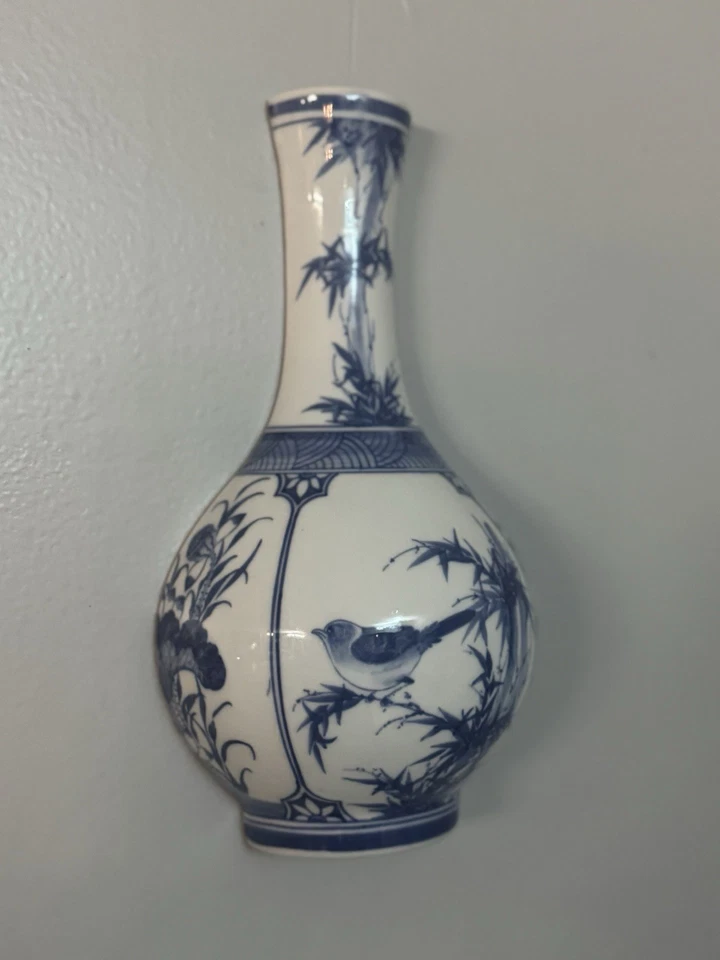 Jarrón chino Yuhuchun florero de porcelana azul y blanco Foto 3 de 4