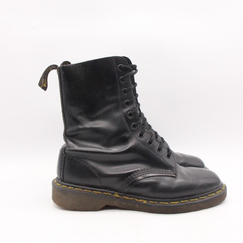 Doc Dr. Martens 1490 Combat Boots Herren UK 7 Schwarz Leder 10-Loch Made In England