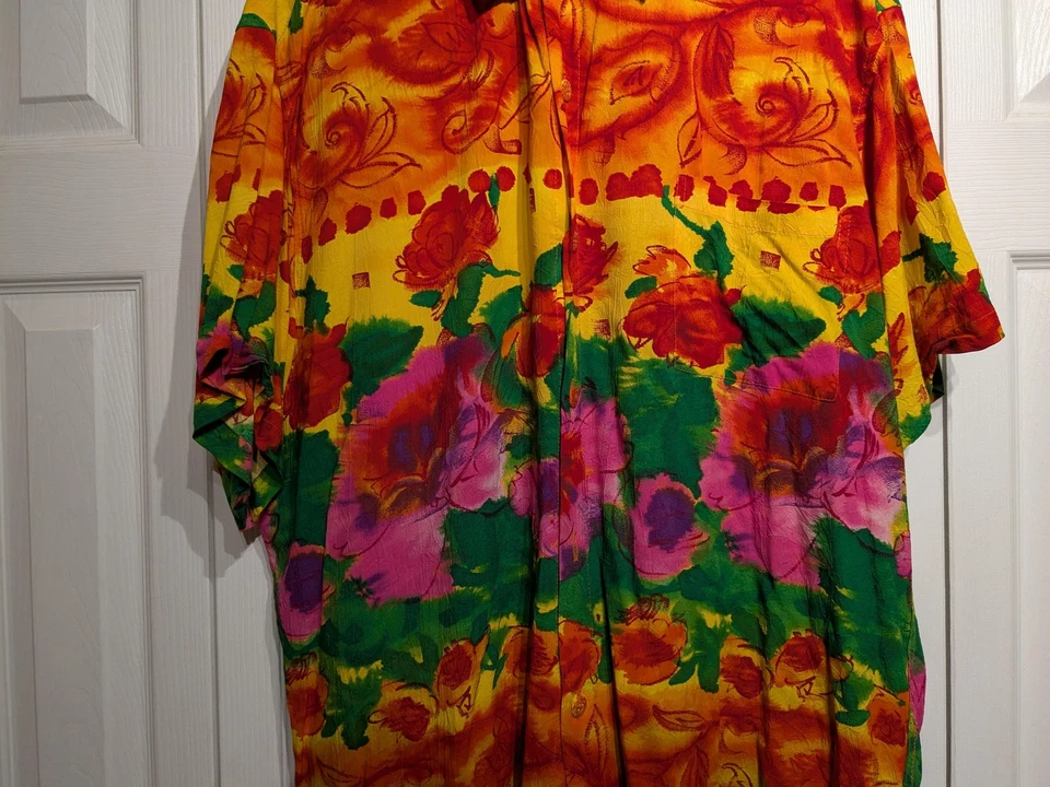 Camisa Jams World Para Hombres XXL Rosa Cielo Floral Hecha en Hawaiana EE. UU. Rayón Vibrante Foto 3 de 4