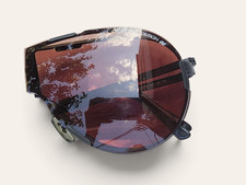 Porsche Design 5629 Matte Black Vintage Folding Shield Sunglasses Brown Lens