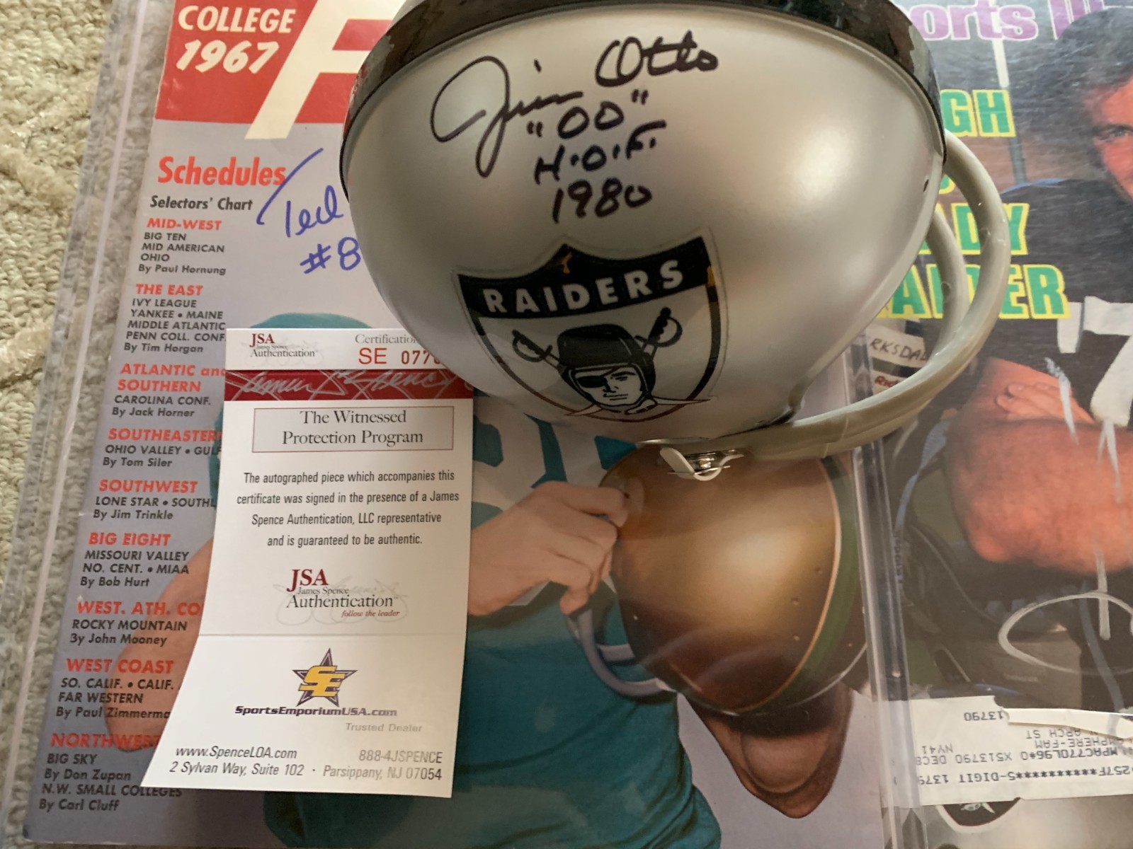 Howie Long Autographed Signed Oakland Raiders Auto Lot Jim Otto, , Ted Hendricks COAs JSA 
