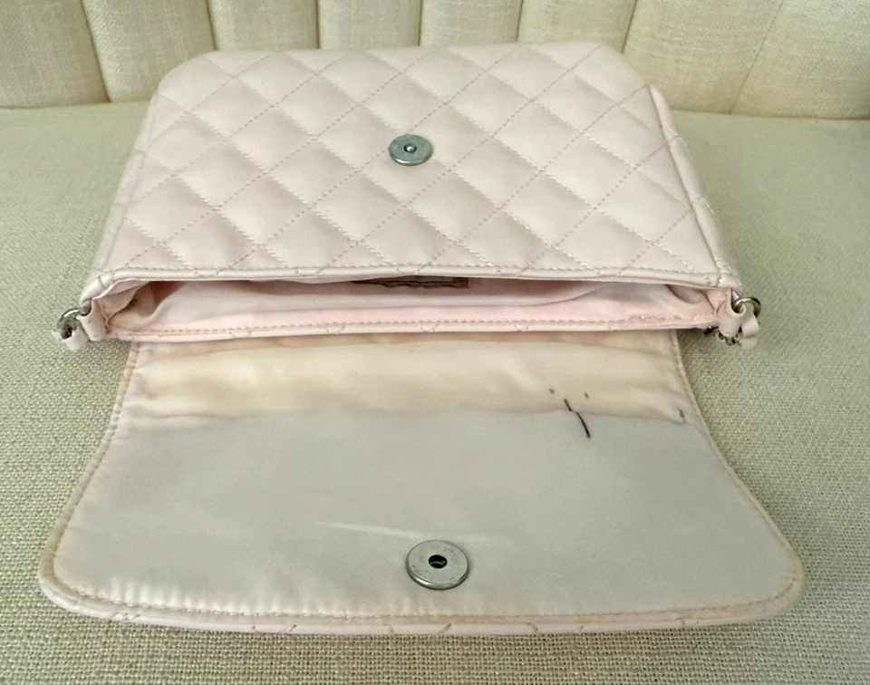 AS IS Janie & Jack quilted PETAL PINK little girl PURSE crossbody chain pastel - Image 4 of 4