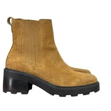 Madewell The Gwenda NN018 Platform Ankle Boot Women SZ 8.5 Tan Suede Chunky Heel