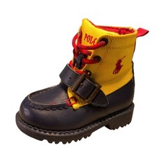 Ralph Lauren Polo Ranger Size 4M Hi ll Boot in Navy Yellow Leather Toddler
