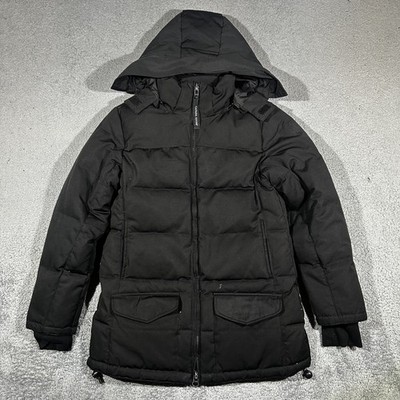Canada Goose Macmillan Hooded Puffer Coat Black Men s Size Small USED Lost Patch