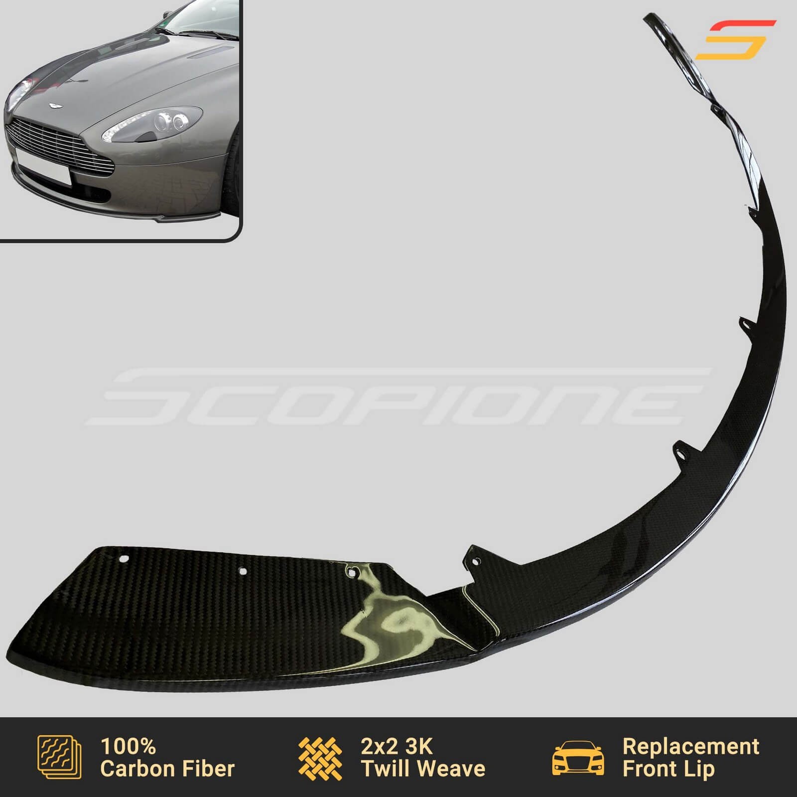 Scopione Carbon Front V-Style Lip Splitter for Aston Martin 06-13 V8 Vantage