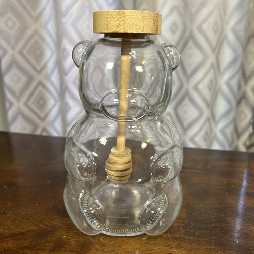 Target Bullseye Honey Bear Glass Jar W Wood Dipper Decor 7”