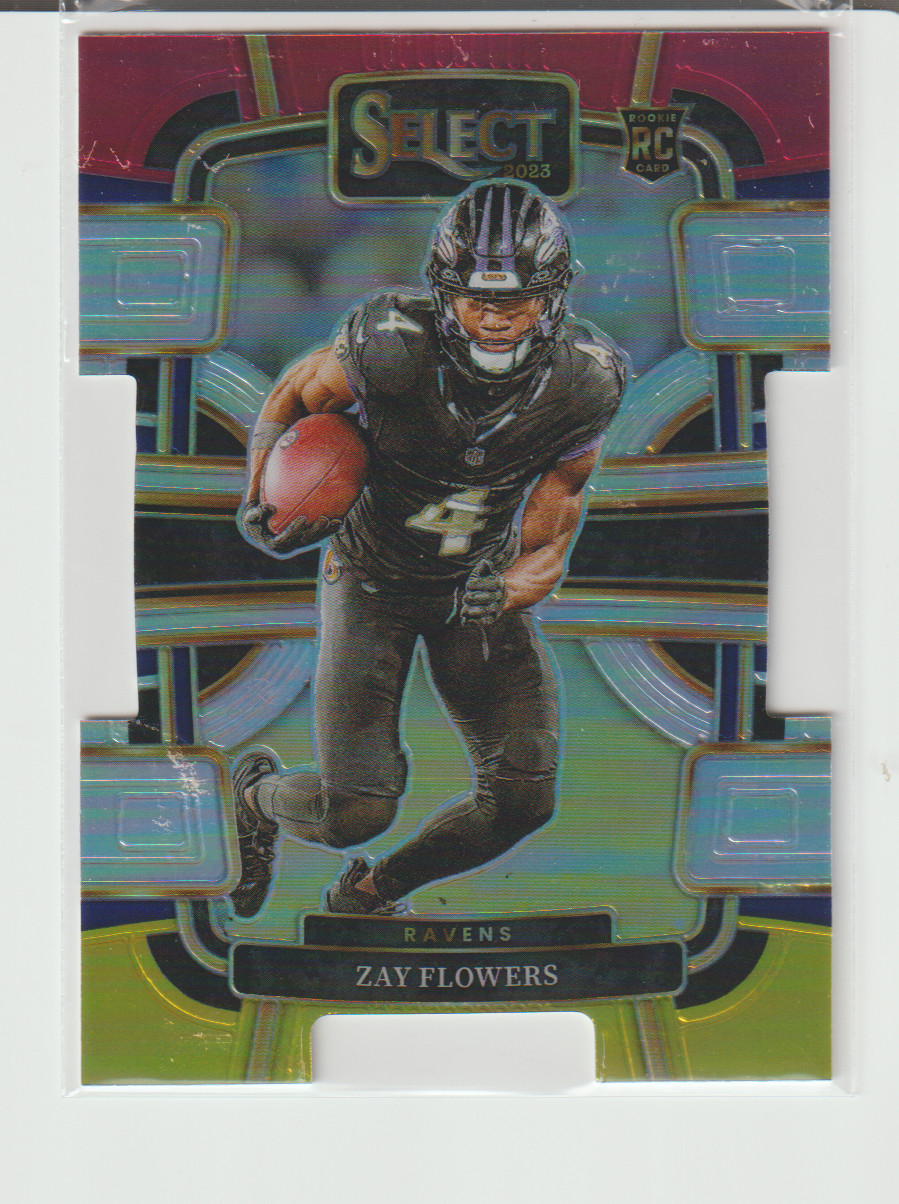 2023 Select Zay Flowers Rookie Red / Yellow Prizm Die-Cut Concourse Card #8