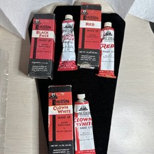 Vintage Halloween Zander  s Superior Makeup Black Face, Clown White Red 3 Colors