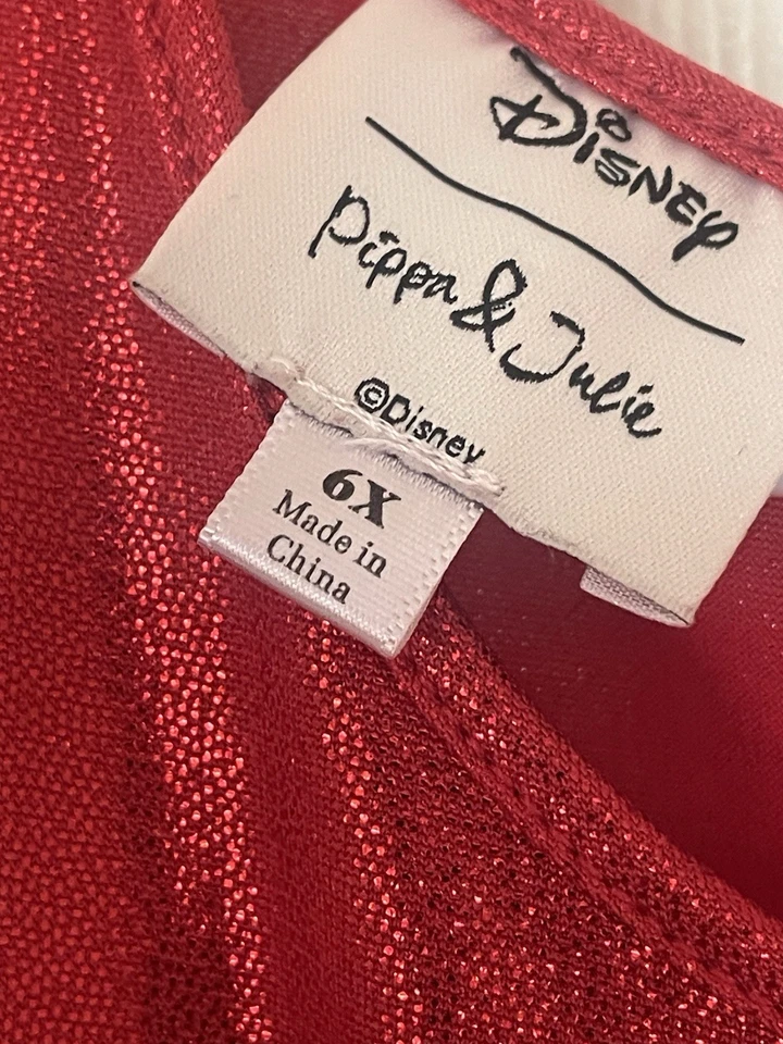 Disney Pippa & Julie Girls Size 6X Red Black Tulle Party Dress Sparkle Holiday 6 - Image 3 of 4
