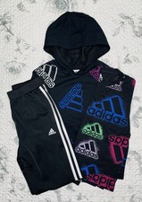 Girls Adidas 3pc Black/Multi T-Shirt, Hoodie, and Joggers Sz/ Small 7/8 
