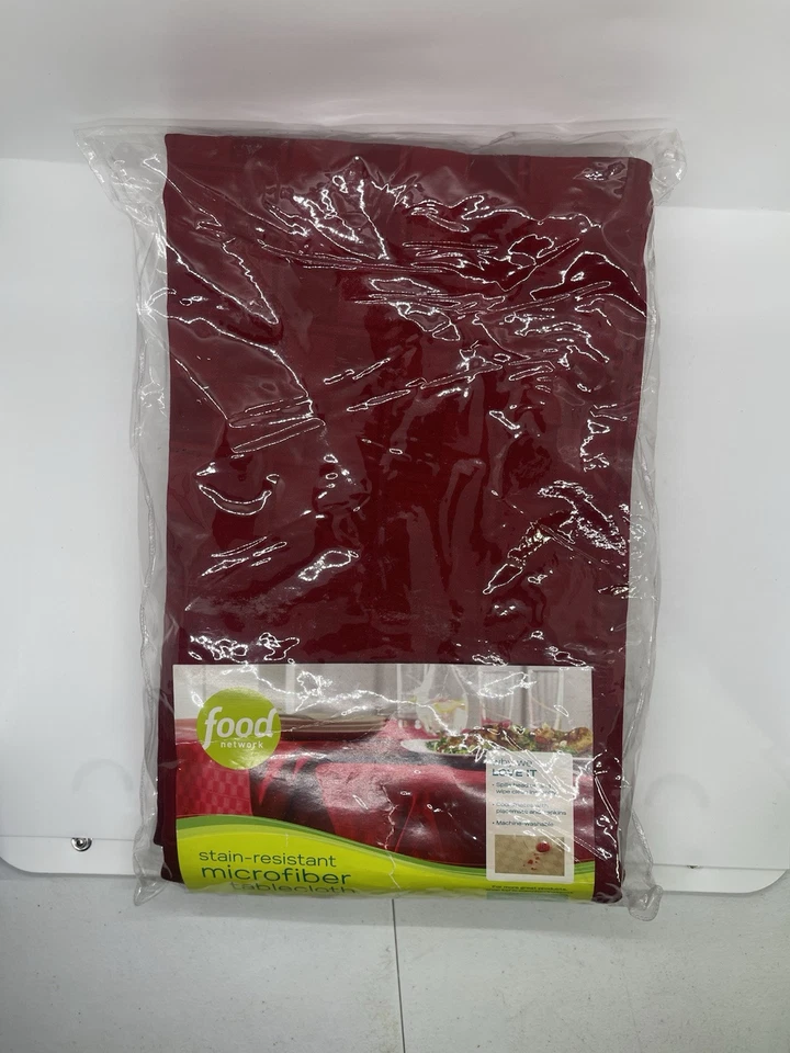Food Network Easy Care Microfiber Red Oval 60 In.x 102in. Table Cloth Cover - Image 2 of 4