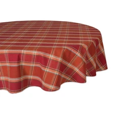 DII Thanksgiving & Fall Autumn Spice 70-Inch Round Tablecloth, Plaid