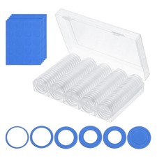 Coin Snap Holder, 100 Pack Coin Case Storage Round with Blue/Transparent