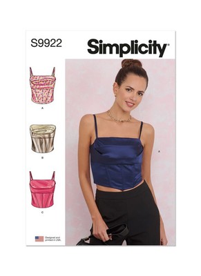 SIMPLICITY 9922 KORSETT TOPS MISSES Schnittmuster Größe 6-14 16-24 Geschicklichkeit DURCHSCHNITTLICH