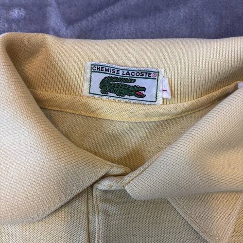 Lacoste Polo Shirt Mens L Yellow Alligator Logo Short Sleeve Collared Has Stains - Picture 5 of 9