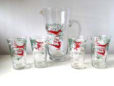 Deer and Hunting themed pitcher jug 4x highball glasses