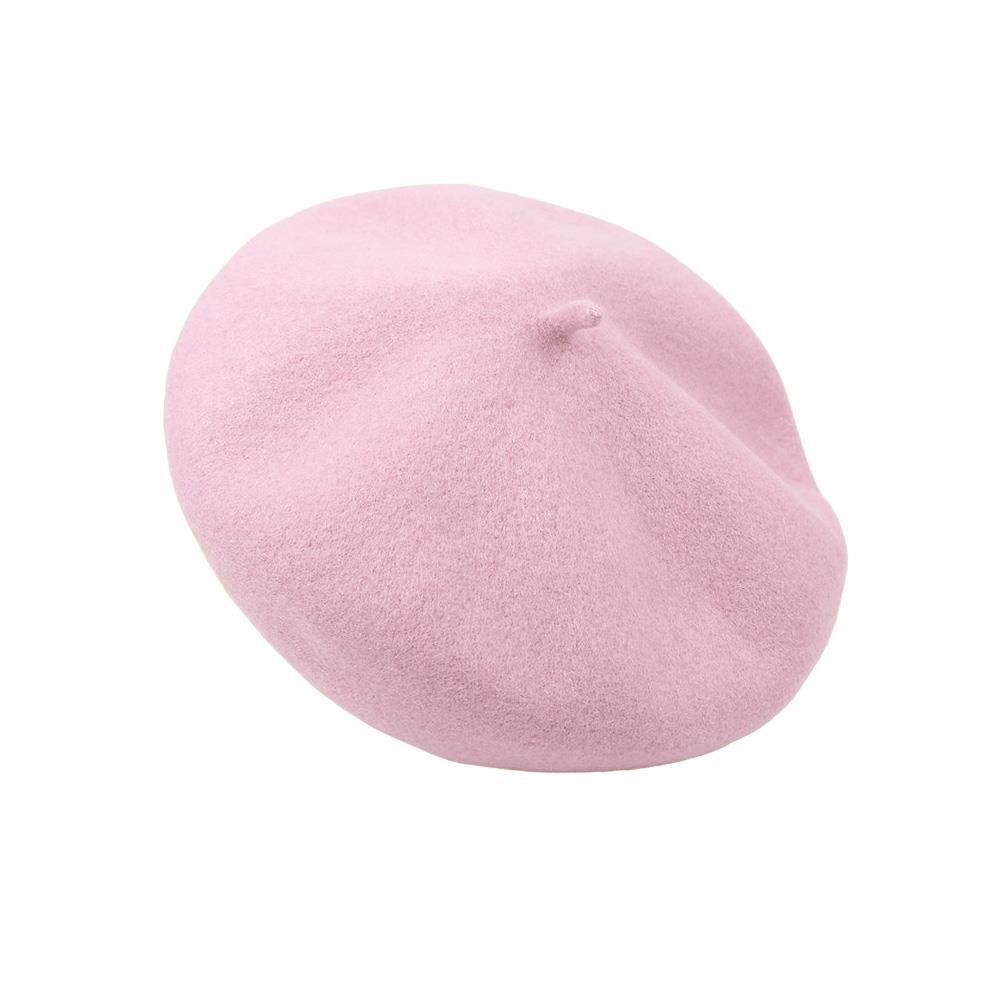 Womens Wool Barret Baby Pink Ladies Classic Style Hat Inner Crown