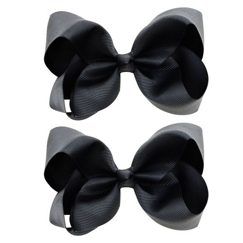 Girls Ribbon Barrettes - 4Inch Solid Color Bow Hair Clip Hair Accessories 2PC - Picture 49 of 52