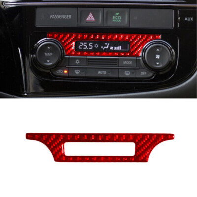 For Mitsubishi Outlander Red Carbon Fiber Interior Climate Display Cover Trim