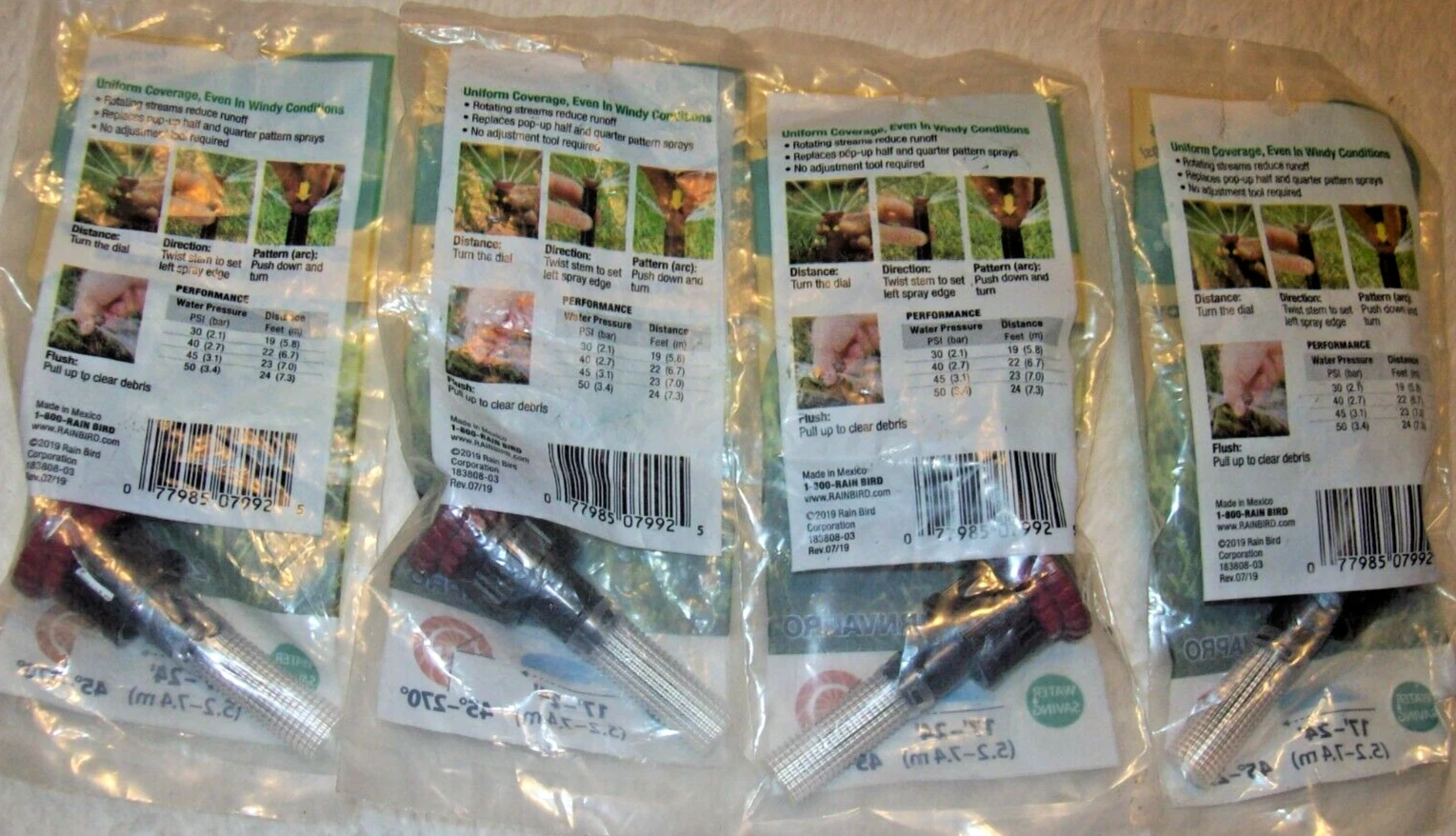Lot of 4 Rain Bird Plastic 17 to 24 ft. Adjustable Rotary Nozzles (F1)