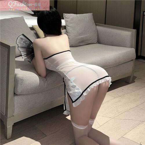 Sexy Women Cheongsam Qipao Lingerie Mini Dress Clubwear High Split Cosplay Dress - Picture 5 of 14