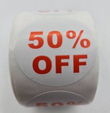 500 Self-Adhesive 50% Off Round Retail Labels Stickers Tags - Dot Stickers