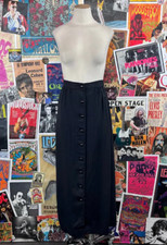 Vtg 70s Black Pink Pinstripe High Waist Christenfeld Pencil Wiggle Skirt 25" XS