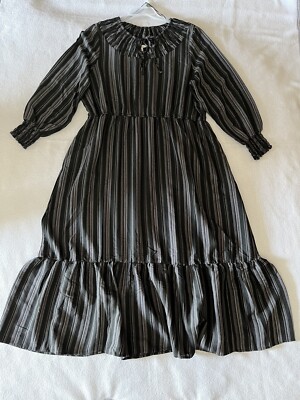 Terra & Sky Dresses | Terra & Sky Peasant Maxi Dress Black Ikat Stripe Tiered Long Sleeve Plus Size 2X | Color: Black/Gray | Size: 2X | Terra & Sky Dresses | Terra & Sky Peasant Maxi Dress Black Ikat Stripe Tiered Long Sleeve Plus Size 2X | Color: Black/Gray | Size: 2X |