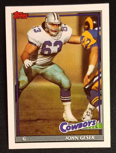 1991 Topps #369 John Gesek recrue RC Dallas Cowboys comme neuf - Photo 1/2