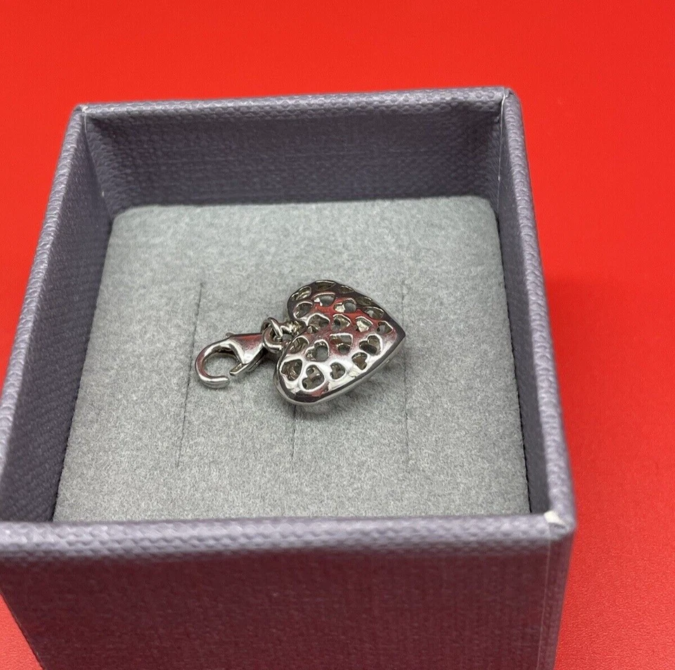 CIONDOLO PENDENTE CUORE RETICOLATO PER COLLANA RAGAZZA DONNA ARGENTO 925 RODIATO - Immagine 2 di 4