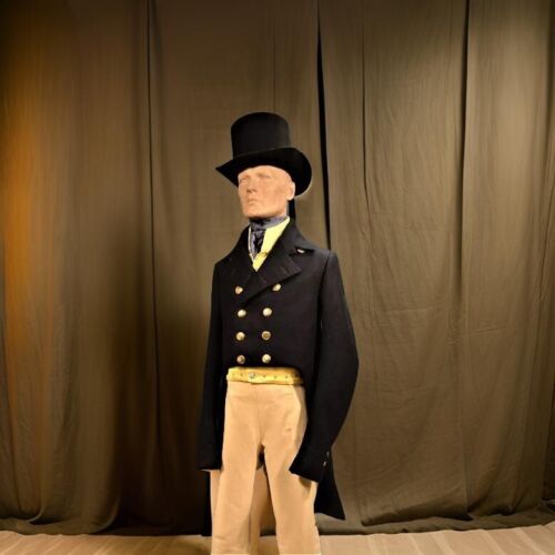 New Black Wool Regency Tailcoat, 19th Century Theater Costume,Steampunk Tailcoat - Picture 3 of 5