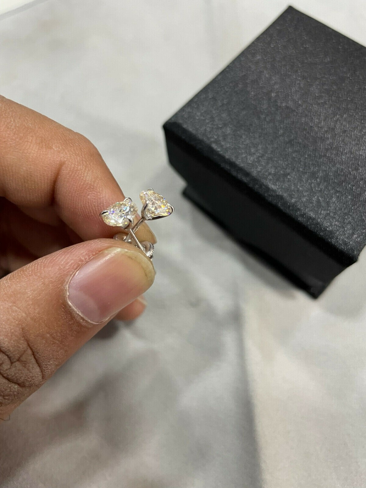 2 Ct. Off White Heated & Pressure Treated Diamond 4 Prong Studs in 925 Silver