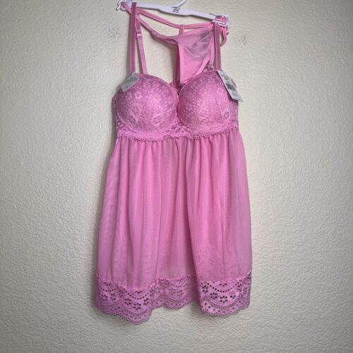 Rene Rofe Push Up Baby Doll Sexy Lingerie Chemise Matching G-String Panty M NWT