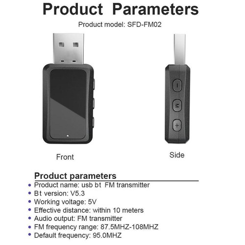 USB Bluetooth 5.3 Wireless Car FM Transmitter Aux Stereo Receiver O3C5 G5U0 - Afbeelding 8 van 12