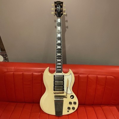 Used 1965 Gibson SG Custom White Over Lacquered 3PU Maestro 