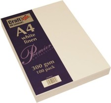 A4 & A3 HAMMERED & LINEN TEXTURED 300gsm THICK CARD IVORY WHITE 50 & 100 SHEETS