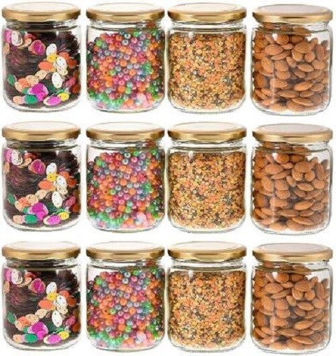 Runde Glasdose, Glasbehälter zur Aufbewahrung mit goldfarbenem Deckel, 350 ml, klar - Bild 35 von 36