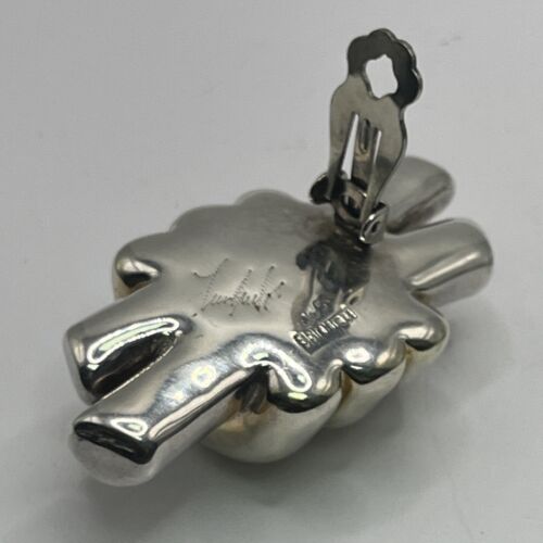 Sterling Silver Hollow Clip On Drop Earrings - Picture 5 of 5
