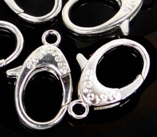 4 X-Large Plated Silver Pewter Lobster Claw Clasps 30x18mm