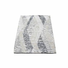 2' x 3'1" DIMENSIONAL CURTAINS Gray Silk With Textured Wool Oriental Rug R59278