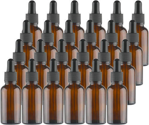 24PCS 30Ml Bottiglie Contagocce Di Vetro Ambrato Con Pipette Flaconi Bottiglie C - Foto 9 di 12