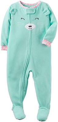 Carter's 104/110 Schlafanzug Fleece Einteiler Mädchen Winter Reißverschluss grün